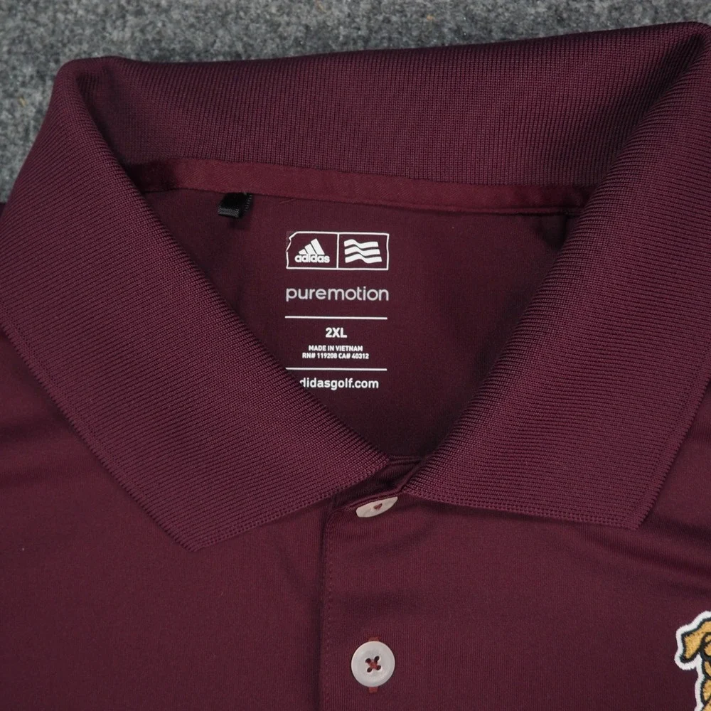 Mississippi State Polo Shirt Mens 2XL Adidas Red Maroon Walking Bulldogs Vintage